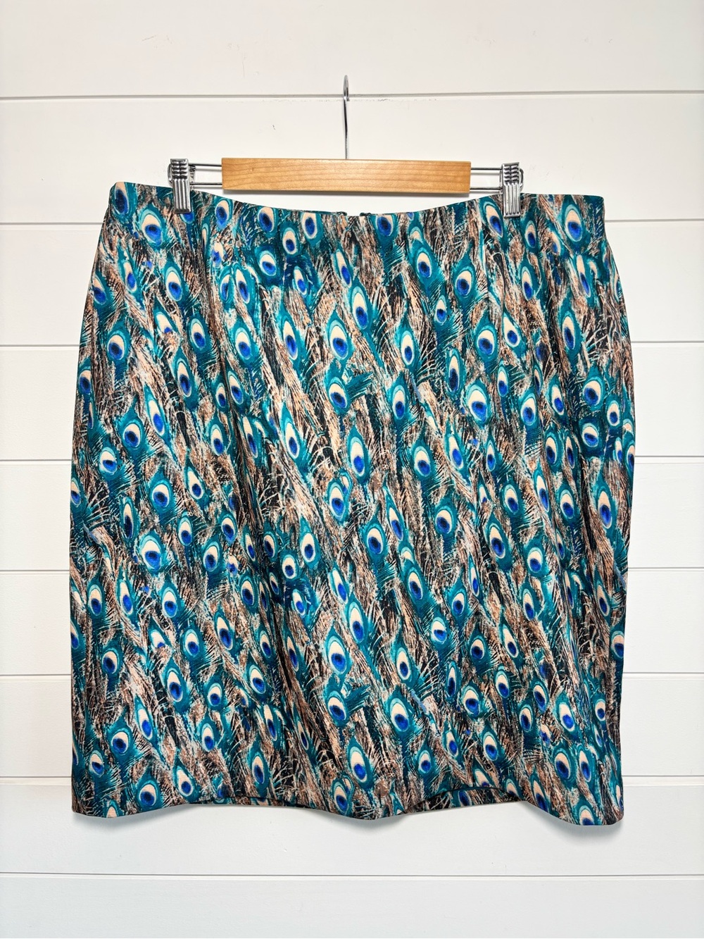 Talbots  Peacock Feather All Over Print Skirt - Teal, Blue Size 18W  NEW